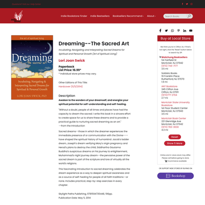 Dreaming--The Sacred Art: Incubating, Navigating and Interpreting Sacred Dreams for Spiritual and Personal Growth (Art of Sp...
