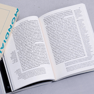 A spread of Bruno Latour's text and footnotes in Mondialité - or the Archipelagos of Édouard Glissant. Designed with @sa_m_aelstudio. #edouardglissant #mondialite #archipelagos #creolisation #villaempain @fondationboghossian @asaaddo @okf @hansulrichobrist