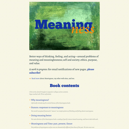 Table of contents | Meaningness