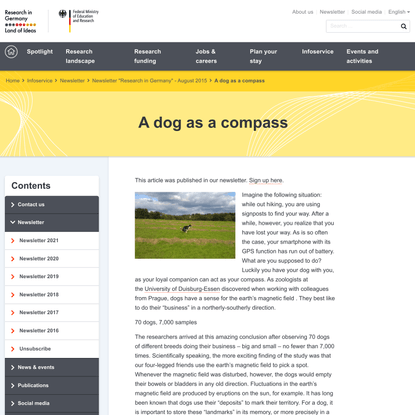 A dog as a compass - Research in Germany