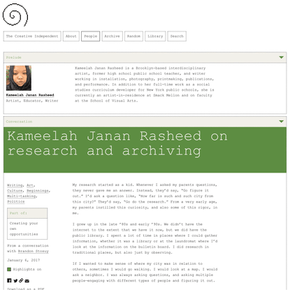 Kameelah Janan Rasheed on Research and Archiving