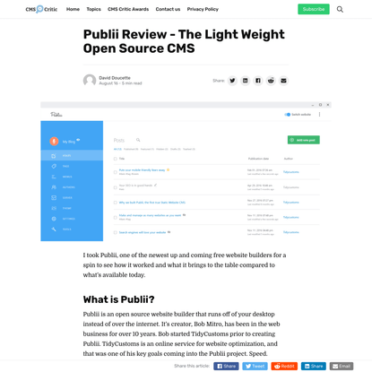Publii Review - The Light Weight Open Source CMS