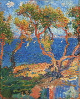 Olive Trees by the Sea, Henri Martin