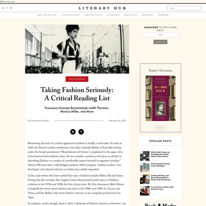Taking Fashion Seriously: A Critical Reading List