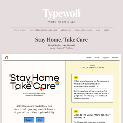 Stay Home, Take Care · Typewolf