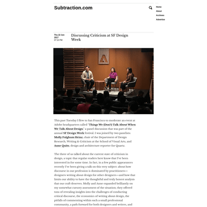 Discussing Criticism at SF Design Week