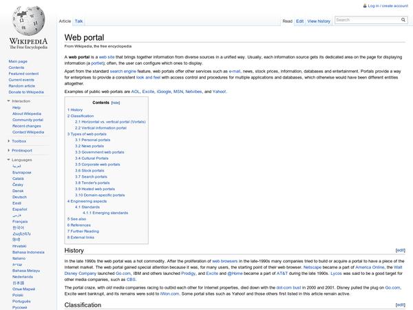 Web portal - Wikipedia, the free encyclopedia