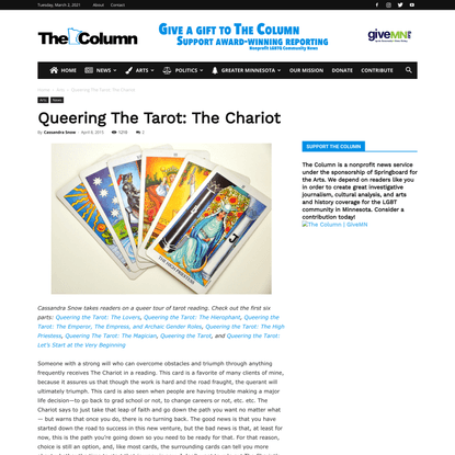 Queering The Tarot: The Chariot - The Column