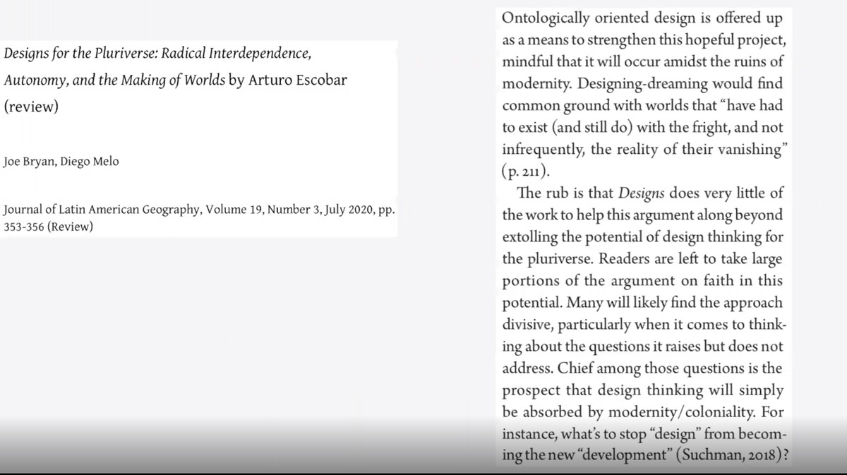 Ontological design designs for the pluriverse are na