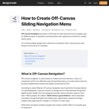 How to Create Off-Canvas Sliding Navigation Menu - Designmodo