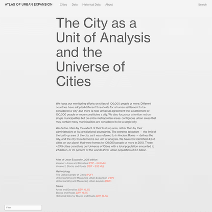 Atlas of Urban Expansion - Cities