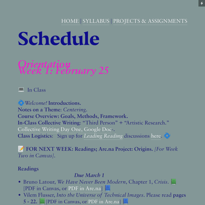 Schedule - Critical Theory &amp; Artistic Research in Context