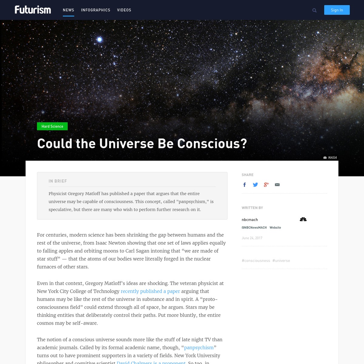 Could The Universe Be Conscious Are Na