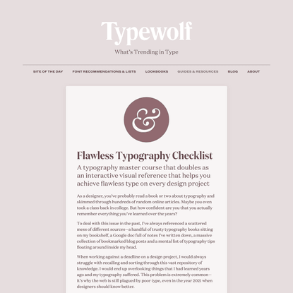 Flawless Typography Checklist · Typewolf