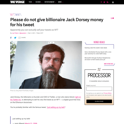 Please do not give billionaire Jack Dorsey money for his tweet