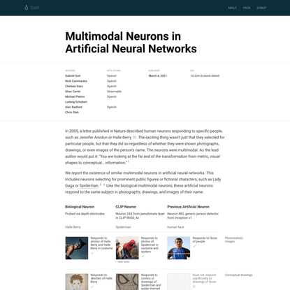 Multimodal Neurons in Artificial Neural Networks