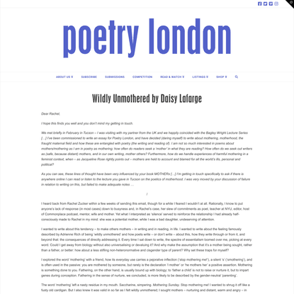 Wildly Unmothered by Daisy Lafarge - Poetry London