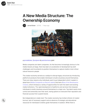 A New Media Structure: The Ownership Economy