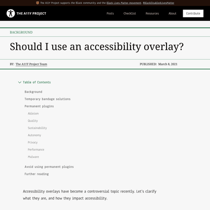 Background: Should I use an accessibility overlay? - The A11Y Project