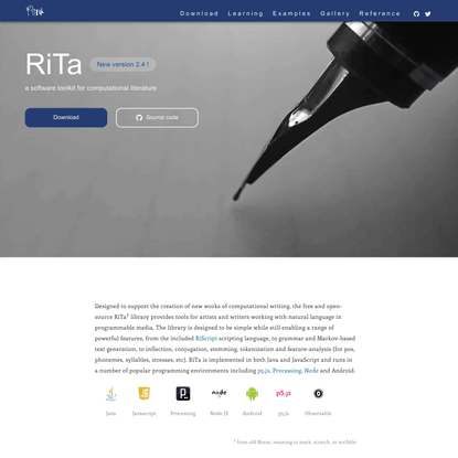 RiTa - a software toolkit for computational literature