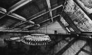 Ken Adams, production design sketch for war room in Dr. Strangelove