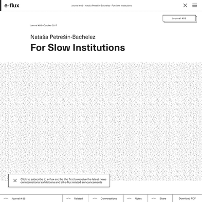 For Slow Institutions