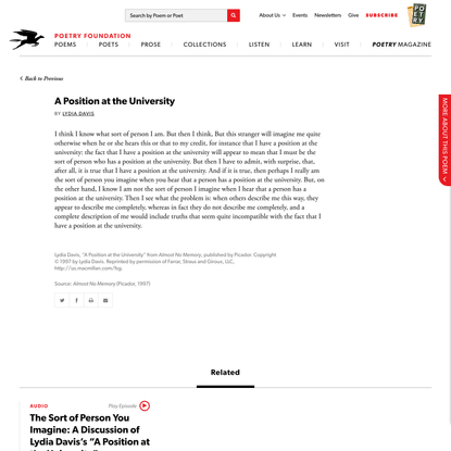 A Position at the University by Lydia Davis | Poetry Foundation