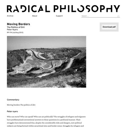 Peter Nyers: Moving Borders / Radical Philosophy