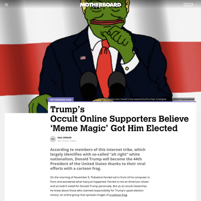 Trump's Occult Online Supporters Believe 'Meme Magic' Got Him Elected