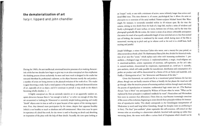 The Dematerialization of Art, Lucy Lippard and John Chandler (1968)