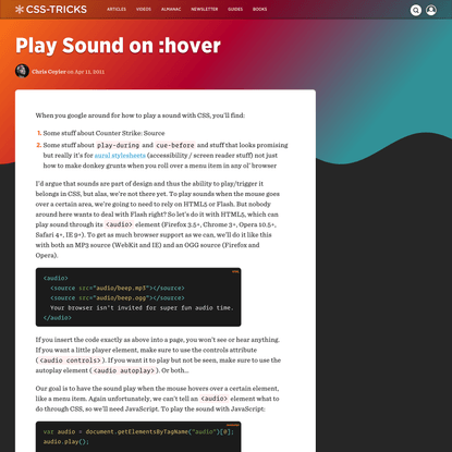 Play Sound on :hover | CSS-Tricks