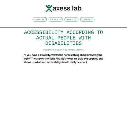 Accessibility according to actual people with disabilities - Axess Lab