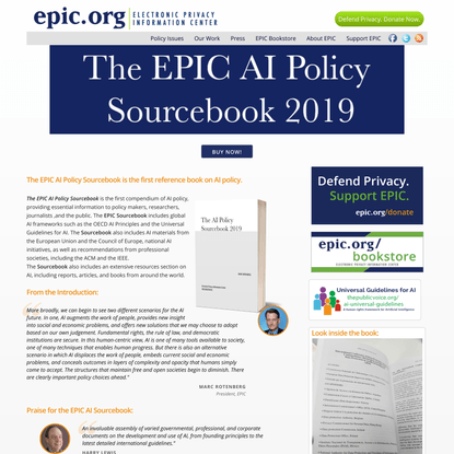 EPIC - AI Policy Sourcebook 2019