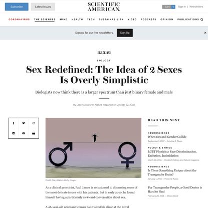 Sex Redefined: The Idea of 2 Sexes Is Overly Simplistic