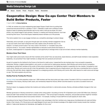 Cooperative Design: How Co-ops Center Their Members to Build Better Products, Faster | Media Enterprise Design Lab | Univers...