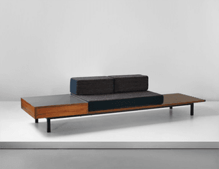 Charlotte Perriand Bench with side table and drawer, from Cité Cansado, Cansado, Mauritania circa 1958