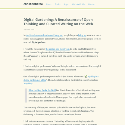Digital Gardening: A Renaissance of Open Thinking and Curated Writing on the Web