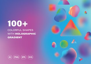 100+ Colorful Shapes with Holographic Gradient