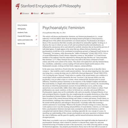 Psychoanalytic Feminism (Stanford Encyclopedia of Philosophy)