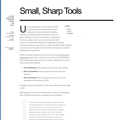 Small, Sharp Tools — brandur.org