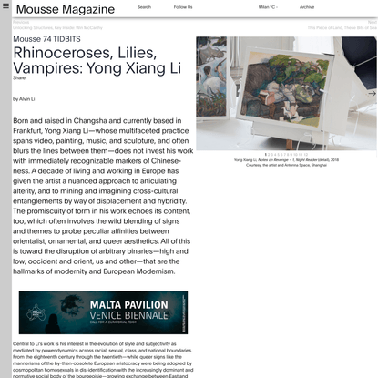 Rhinoceroses, Lilies, Vampires: Yong Xiang Li •