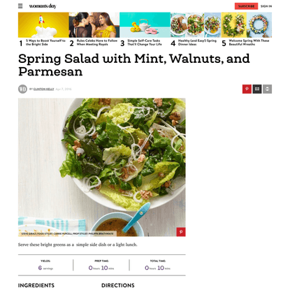 Spring Salad with Mint, Walnuts, and Parmesan