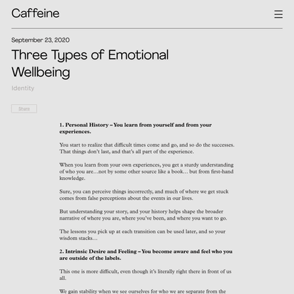 Three Types of Emotional Wellbeing