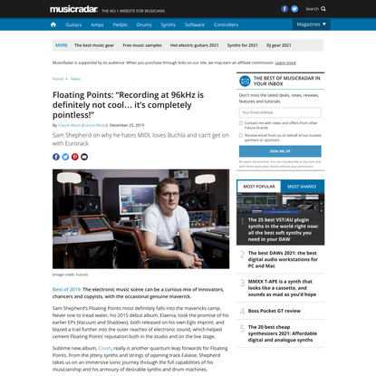 Floating Points: “Recording at 96kHz is definitely not cool… it’s completely pointless!”
