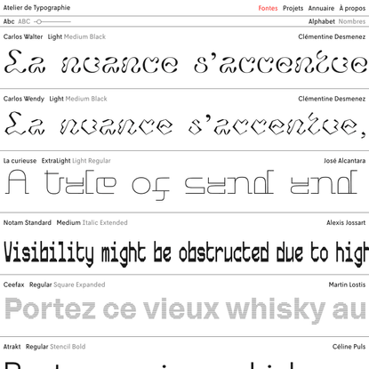 Atelier de Typographie | Fontes