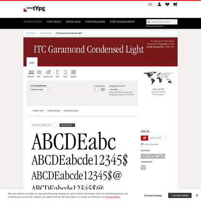 ITC Garamond™ Condensed Light Font - Licensing Options | Linotype.com