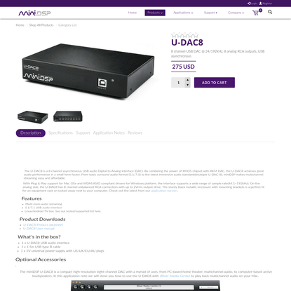 USB Audio Streaming : U-DAC8