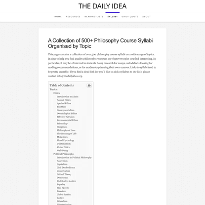 A Collection of 500+ Philosophy Course Syllabi Organised by Topic - The Daily Idea