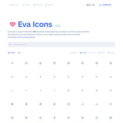 Eva Icons - beautifully crafted Open Source UI icons for common actions and items.