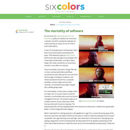 The mortality of software – Six Colors
